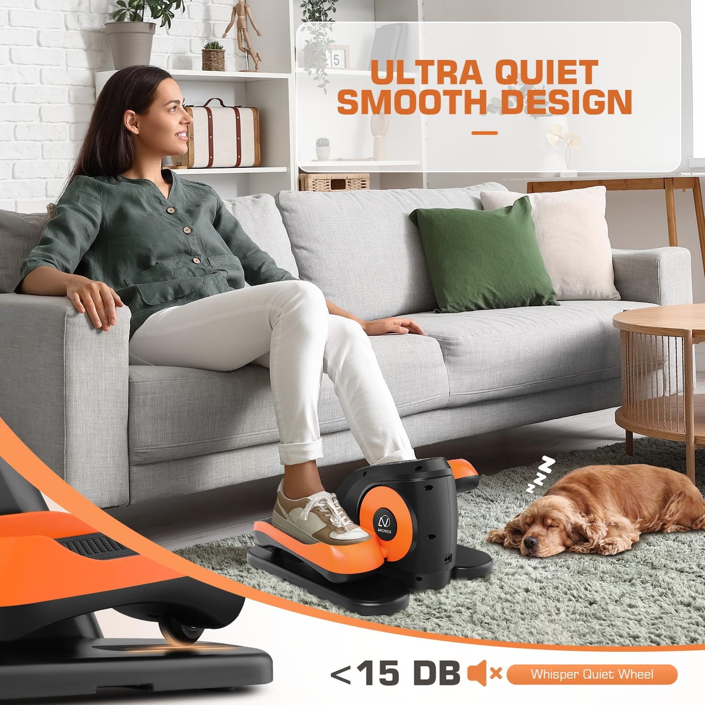 ANCHEER Under Desk Elliptical, Ellipse Leg Exerciser for Seniors Fully Assembled , Electric Seated Pedal Exerciser with Remote Control & 12 Adjustable Speed/Resistance