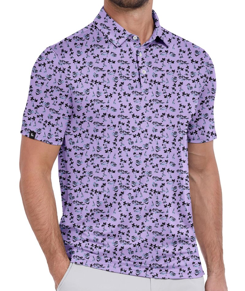 ZITY Mens Print Polo Shirts Short Sleeve Moisture Wicking Shirts for Men Golf Tennis Daily Casual Collared T-Shirt Purple XL