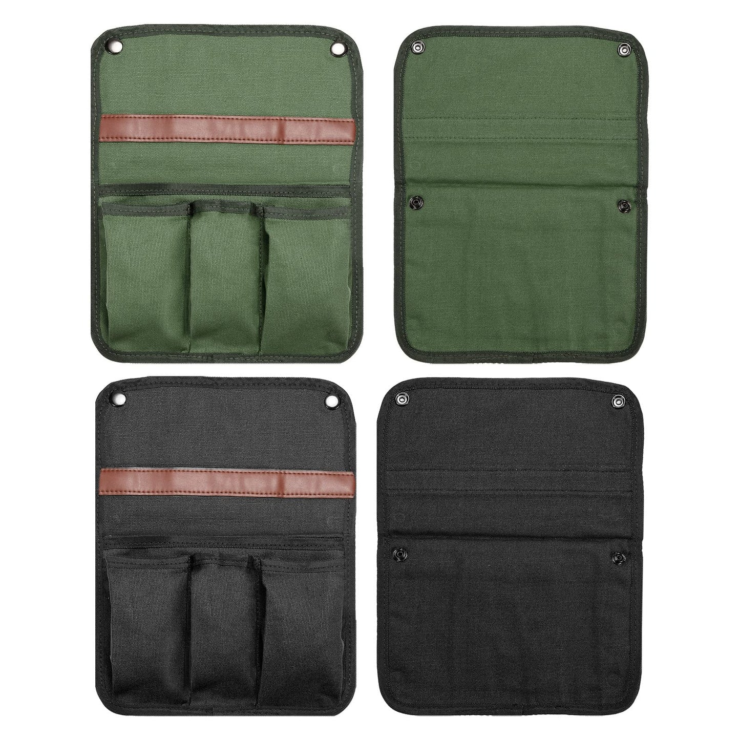 PATIKIL Chair Armrest Organizer, 2 Pack Outdoor Folding Chairs Arm Rest Side Magazines Snacks Bag Waterproof Storage Pouch for Camping, Black Green