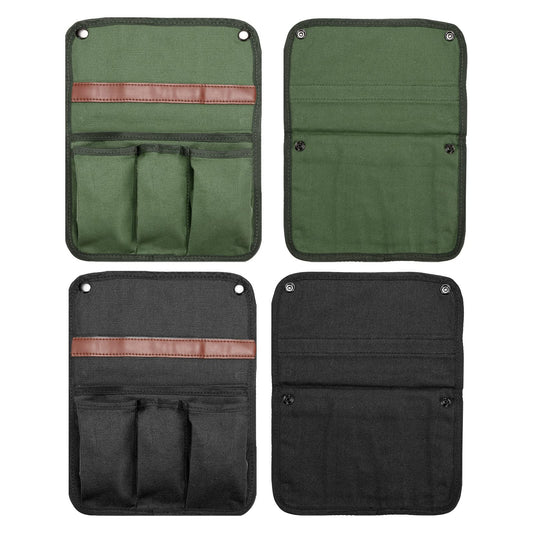 PATIKIL Chair Armrest Organizer, 2 Pack Outdoor Folding Chairs Arm Rest Side Magazines Snacks Bag Waterproof Storage Pouch for Camping, Black Green