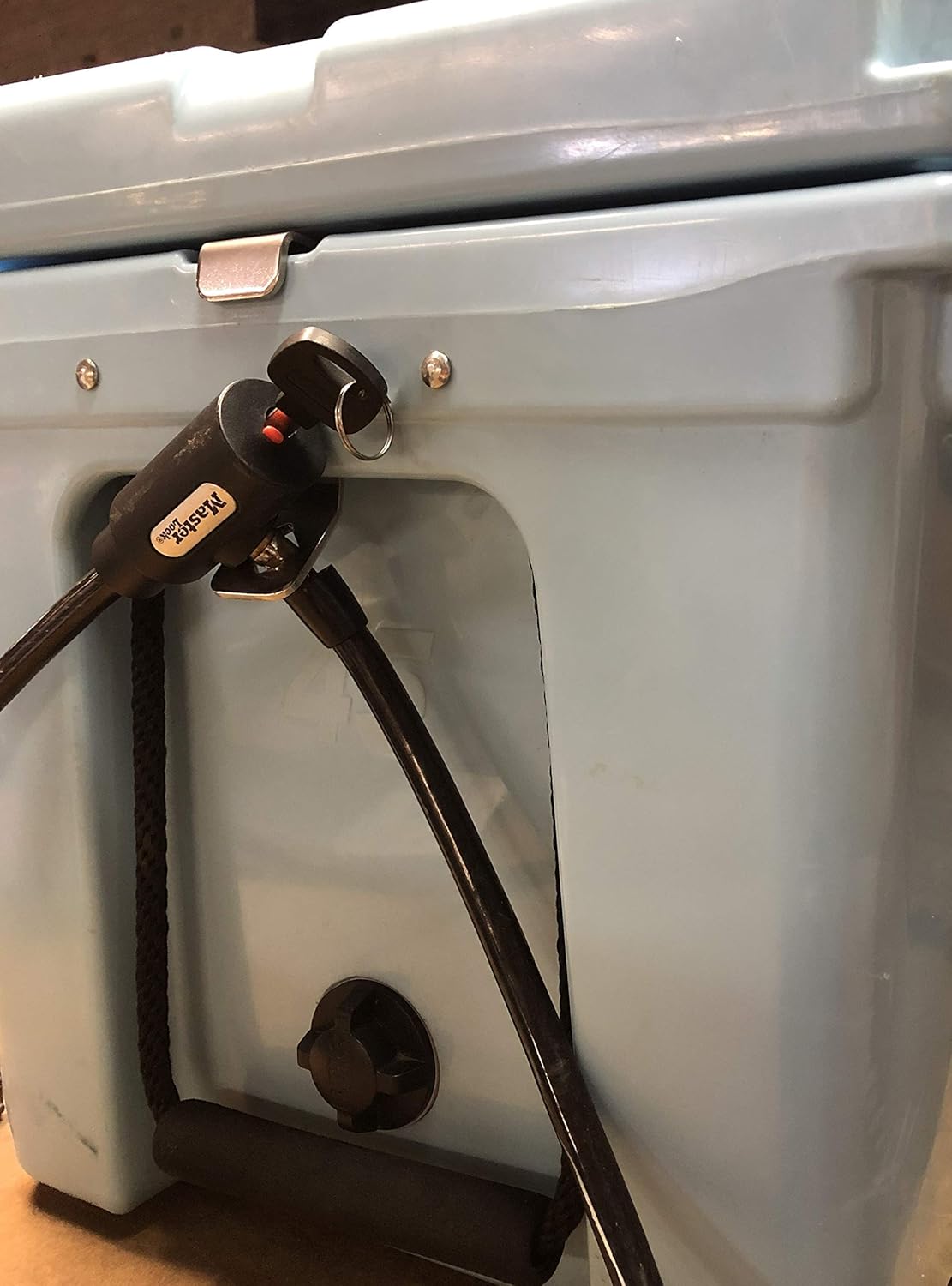 Universal Cooler Lock Bracket: Designed to fit mid to Large Rotomold Coolers (Made of Stainless Steel)