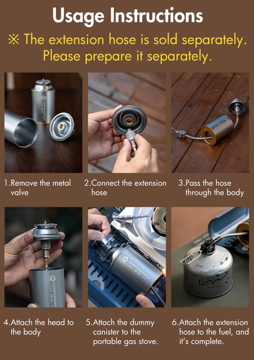 CAMPINGMOON Butane Stove Adapter w/Cassette Gas Can Shape for Standard Camping Canister with EN417 Lindal Valve Small Propane Tank Short Type BKCB-120