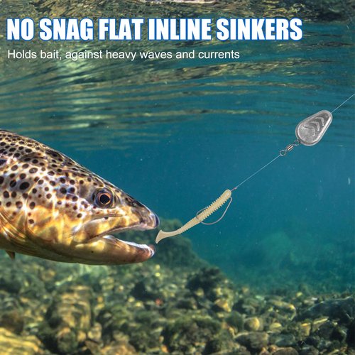 No Roll Sinkers Fishing Weights,Inline Flat Sinkers No Snag Slip Disc Weights Saltwater Fishing Weight Gear Catfish Rig Tackle Surf Bank River