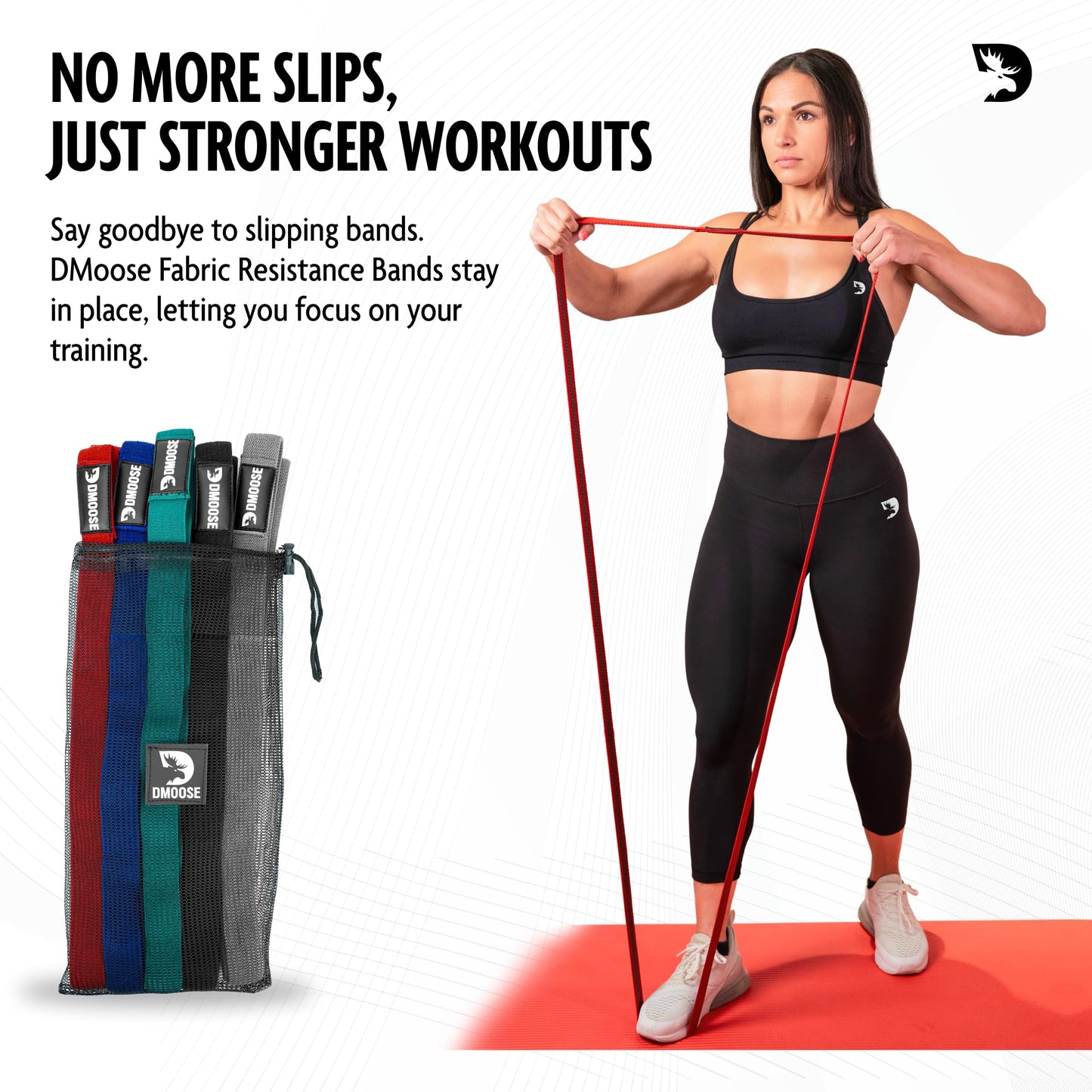 DMoose Fabric Resistance Bands for Working Out, Long Workout Bands, Pull Up, Thick Cloth, Long Resistance Band, Non Slip Long Bands for Working Out (Pack of 3)