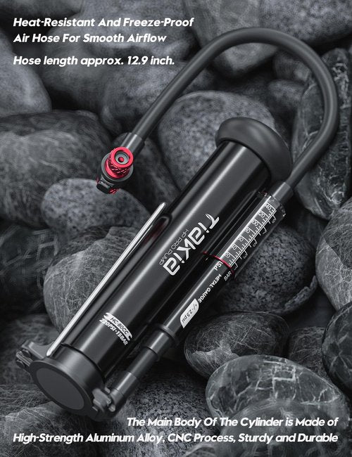 Tiakia Mini Bike Floor Pump with Gauge 220psi High Pressure Compact Bike Pump Aluminum Tire Pump Portable Bicycle Air Pump fits Schrader Presta Valve Hand Pump for Road Mountain Bike Balls
