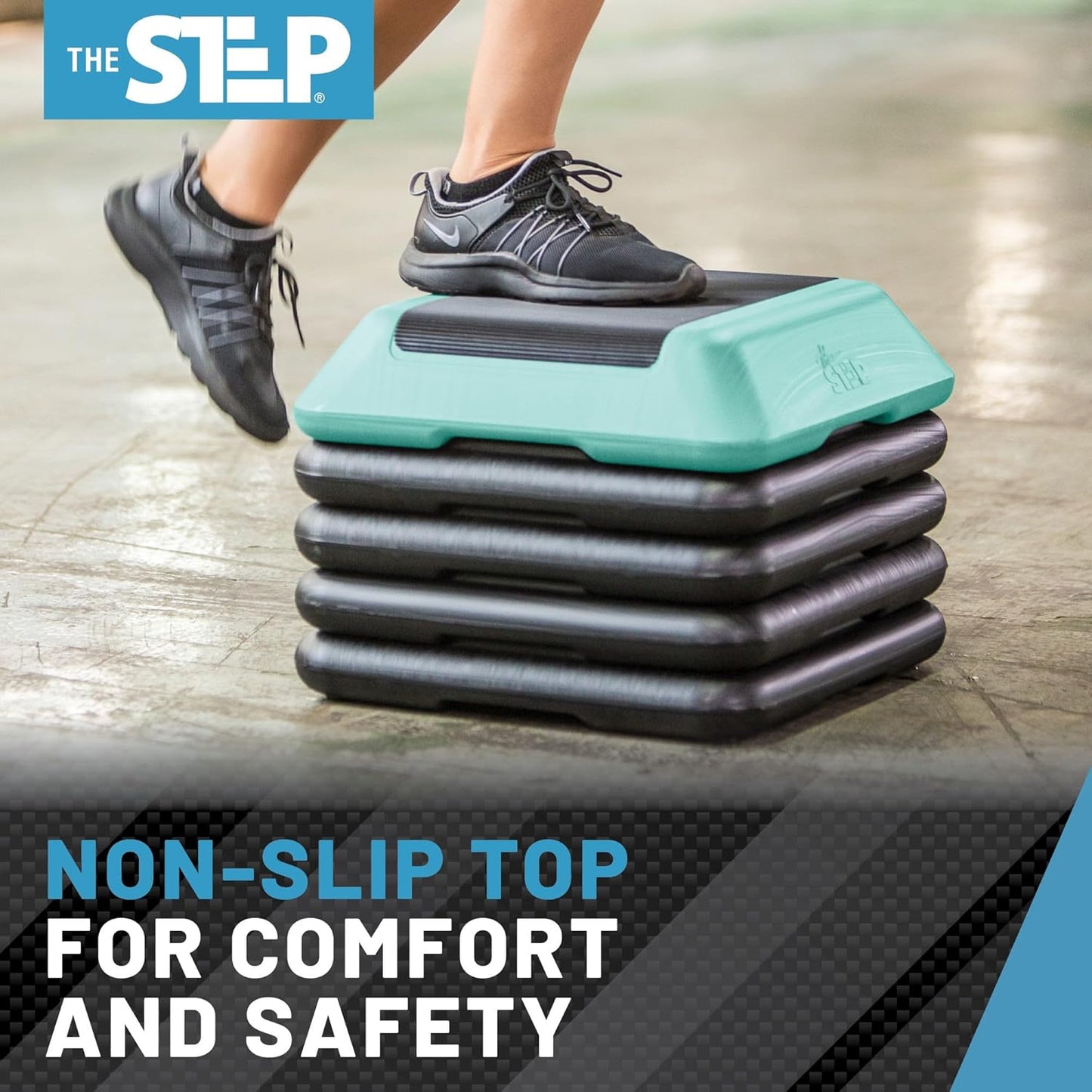The Step Adjustable High Step Aerobic Platform with 4 Risers, Home Gym Workout Equipment, Fitness Exercise Equipment Made in the USA