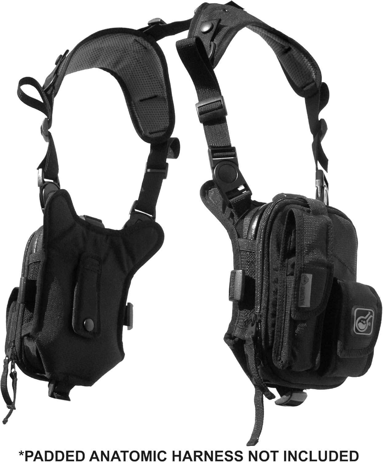 Hazard 4 Covert RG Multi-Configuration Small Pack System - Escape Chest Pack, Loader Chest Pack, Covert Anatomic RG Padded Deluxe Shoulder Harness - Tool Kit, Camera, Cycling, Flashlight - Black