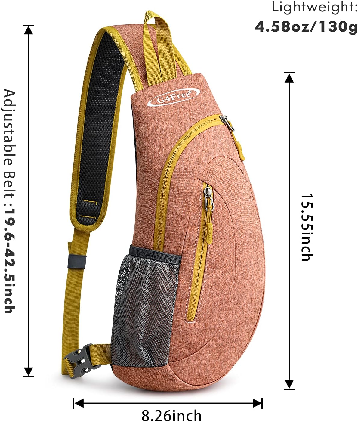 G4Free Sling Bag for Men Women, Small Crossbody Backpack Lightweight Chest Shoulder Bags for Travel, Outdoor and Sports (Black)