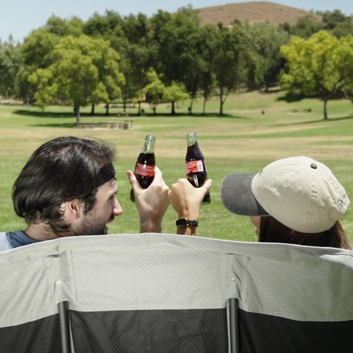 SunnyFeel Folding Double Camping Chair, Oversized Loveseat Chair, Heavy Duty Portable/Foldable Lawn Chair with Storage/Cooler for Outside/Outdoor/Travel/Picnic, Fold Up Camp Chairs for Adults 2 People