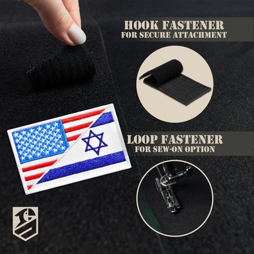 Bluyellow 2Pcs Israeli Flag American Flag Patch Set, Embroidered Hook and Loop Military Tactical Morale USA Israel Patch for Army Backpack, IDF Uniform, Tactical Vest, Helmet, Jacket, Hat, 2x3 Inches