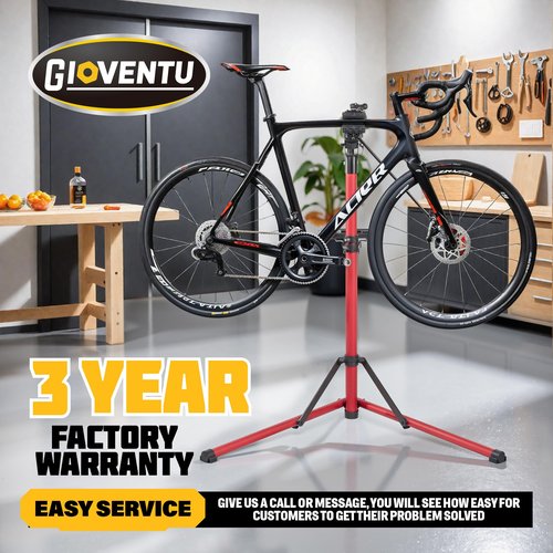 Gioventù 110 LBS E Bike Repair Stand, Heavy Duty Bicycle Maintenance Stand with High-Strength Steel, Bike Mechanic Workstand for E-bikes, Mountain Bikes and Road Bikes - Red