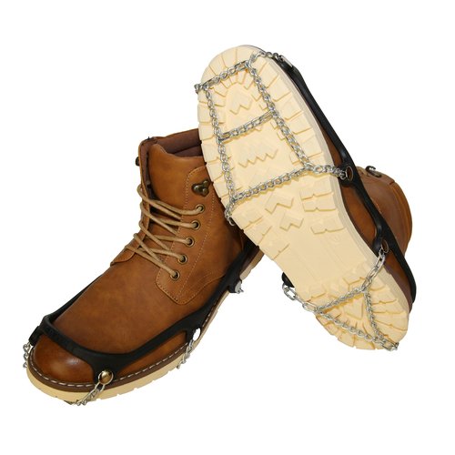 Mountain Goat Approved Shoe Chains - Snow & Ice Traction; Alt for Ice Cleats, Crampons, Spikes, Grippers; Anti-Slip, Case Hardened Steel, Comfortable, Easy Slip-On (1 Pair)