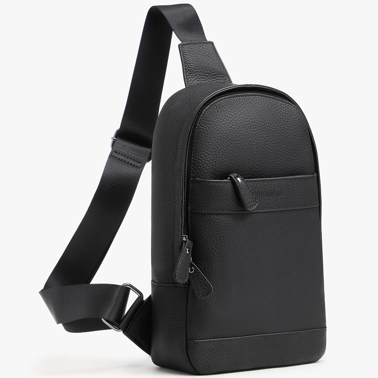 Chrysansmile Sling Bag for Men Genuine Leather Cross Body Bag Mens Crossbody Shoulder Backpack Black Fanny Packs for Travel