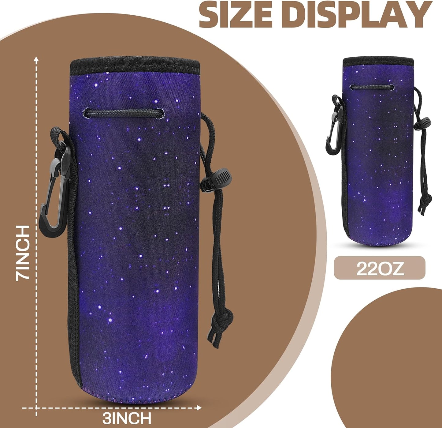Water Bottle Carrier,Insulated Neoprene Water Gym Travel bottle Holder Bag Protector Sleeve Case Pouch Cover 0.6L or 0.75L, Great for Stainless Steel and Plastic Bottles (BLUE STAR)