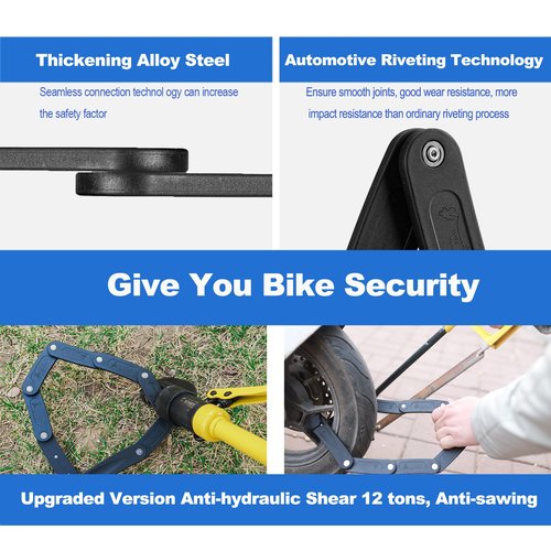 Compact Folding Bike Lock, 2.3ft Portable Heavy - Duty Anti - Theft High - Security Bicycle Chain Lock with Keys & Lock Bracket, Shear - Resistant Alloy Folding Lock for Bikes, E - Scooters & Ebikes