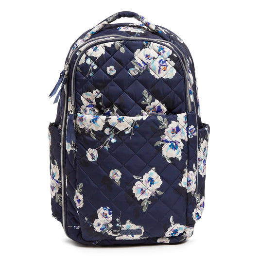 Vera Bradley Women's, Performance Twill Travel Backpack Travel Bag, Blooms and Branches Navy, One Size
