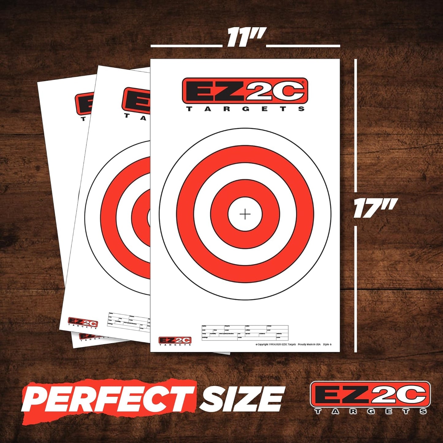 EZ2C Pistol Target, Bullseye Practice Targets for Shooting Range, Made in USA Compatible with All Pistols and Handguns, Tactical Paper Targets for Gun Range 11" x 17" Tear-Off Pad of 25