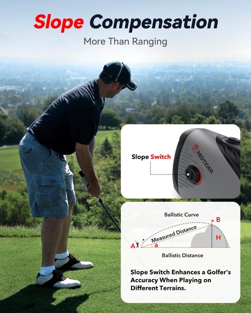 REDTIGER Golf Rangefinder, 7X Magnification 1200 Yards Laser Range Finder with Slope, Built-in Magnetic Bracket, Flag Pole Locking Vibration＆Rechargeable, GolfVue Series 1 pro