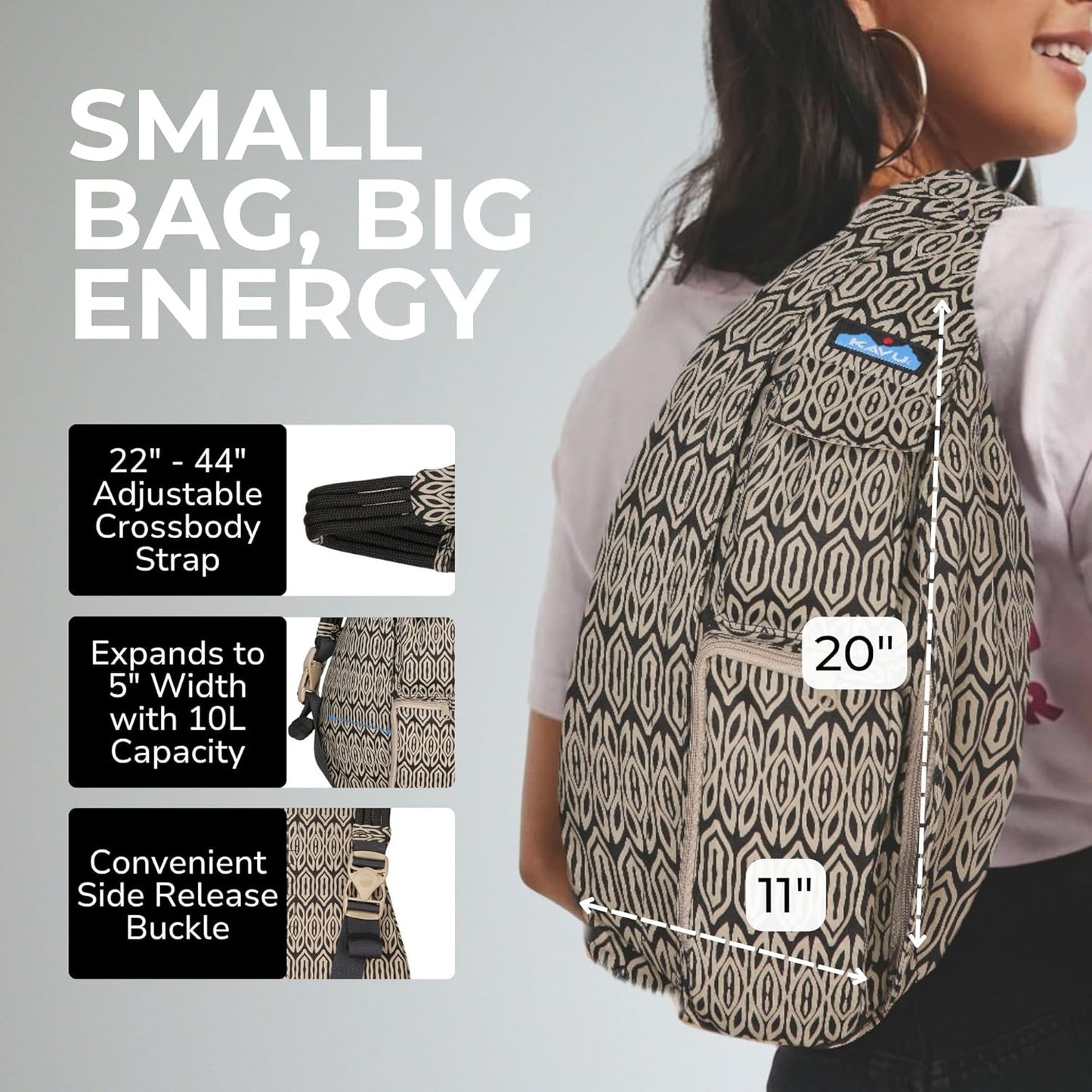 KAVU Rope Bag - Sling Pack for Hiking, Camping, and Commuting
