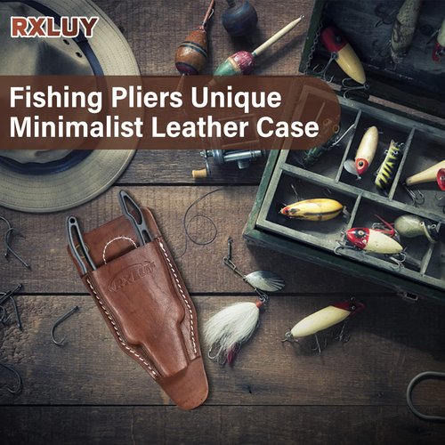 RXLUY Fishing Pliers Holster with Retractable Lanyard, Universal Fit for Most Sea Fishing & Wild River Lure Tongs Leather Accessories