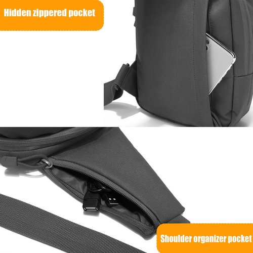 VTACOUTV Concealed Carry Gun Bag for Handguns, Tactical Sling Bag for Men CCW Shoulder Crossbody Bag Chest Pack Range Bags with Holster for Travel Sports Hiking(Black)
