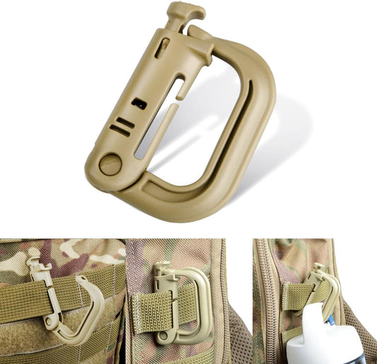 Tactical Gear Buckle Set - 4PCS ABS Plastic Molle D-Ring Snap Clips for Keychains