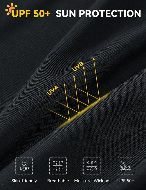 baleaf Men's Long Sleeve Running Shirts Sun Protection UV UPF 50+ T Shirts Workout Athletic Gym Quick Dry Zip Pocket Black XL