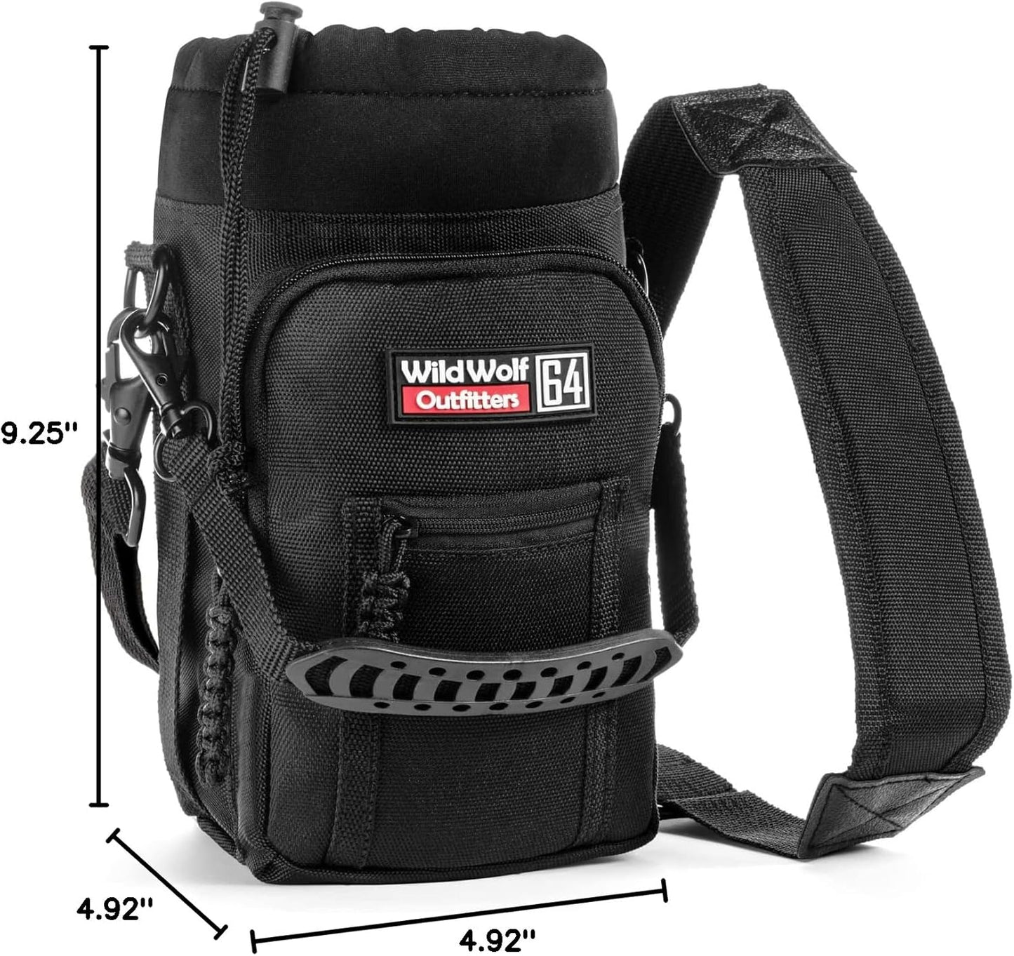 Wild Wolf Outfitters - #1 Best Water Bottle Holder for 64 oz Bottles - Carry, Protect and Insulate Your Flask with This Military Grade Carrier w/ 2 Pockets and an Adjustable Padded Shoulder Strap.