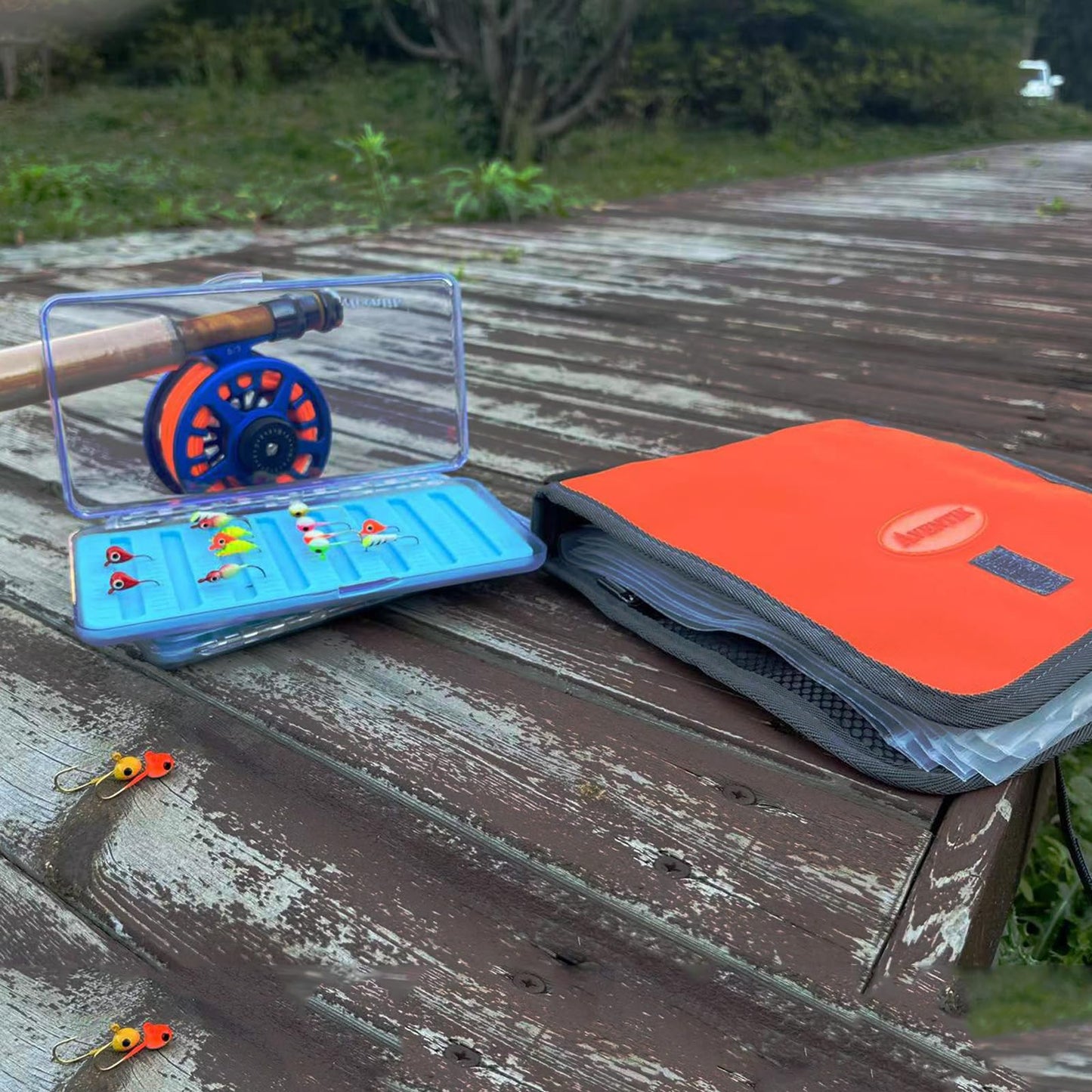 Aventik Fishing Tackle Binder Soft Cover Fishing Bait Organized Storage Rig Bag Soft Bait Binder Saltwater Resistant Fishing Bag 8.5x8.5x1.1inch (Orange)