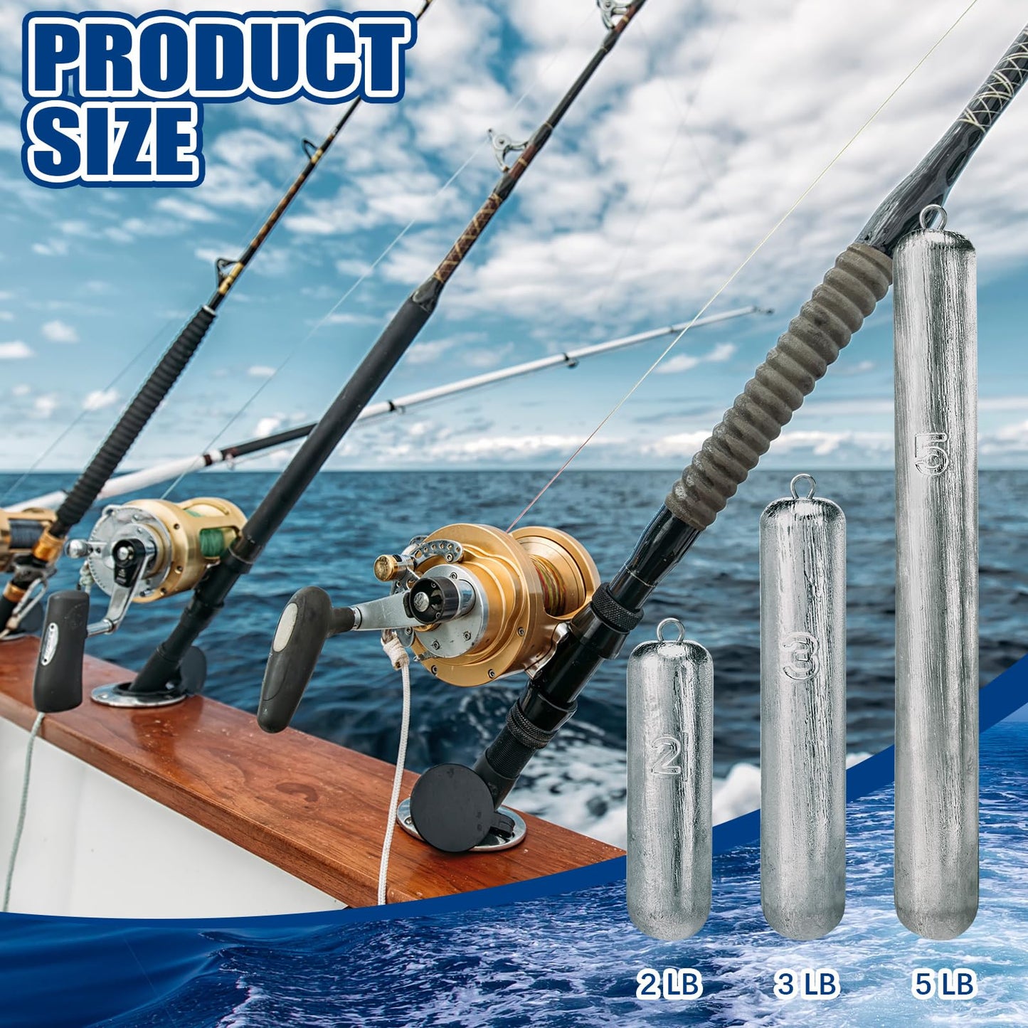 Gemscream Deep Drop Fishing Weight Metal Fishing Weights Drop Shot Weights Fishing Sinkers Drop Shot Weight for Saltwater Freshwater Fishing (2 lb)