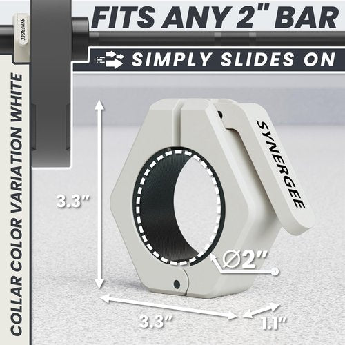 Synergee Gray Magnetic Barbell Collars – Locking 2" Olympic Size Weight Clamps - Quick Release Collar Clips – Bar Clamps Great for Crossfit Olympic Lifts and Strength Training