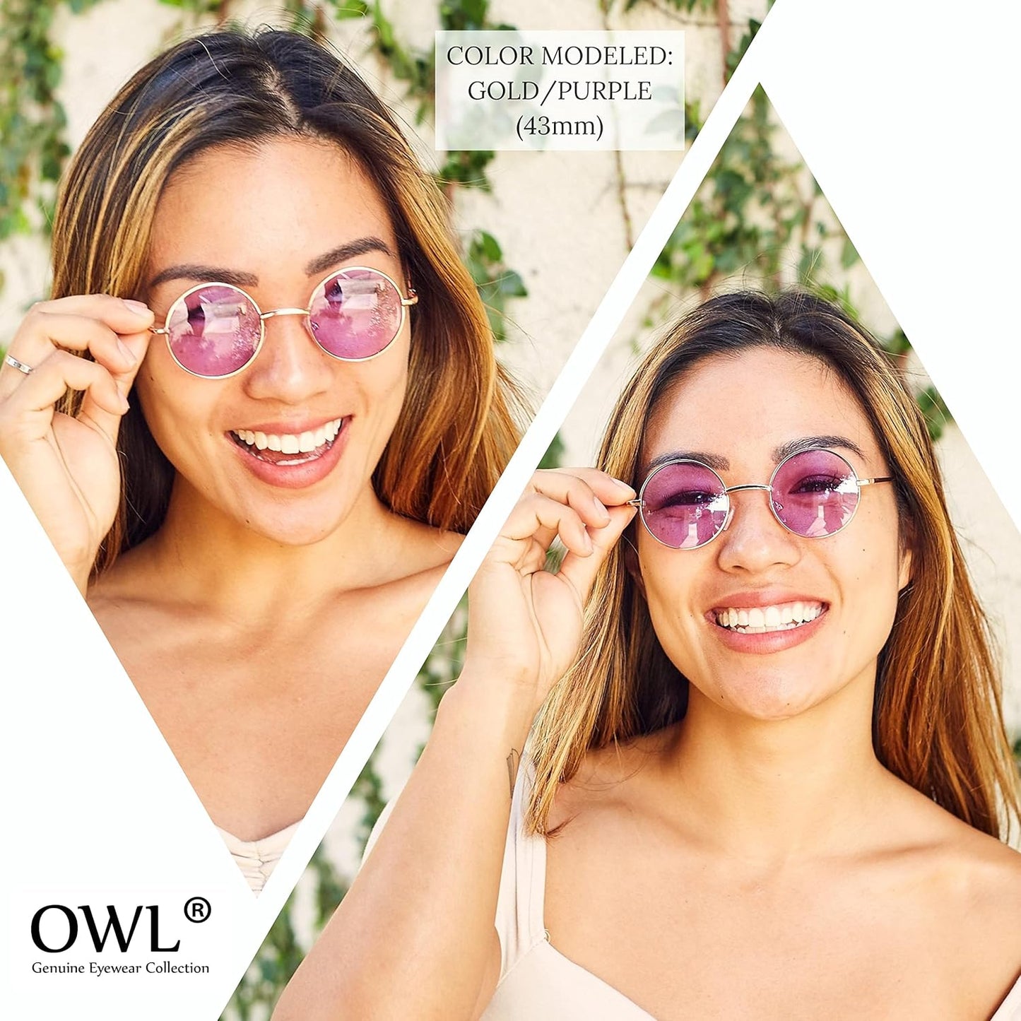 OWL Round Sunglasses Metal Frame Hippie Sunglasses UV400 Polycarbonate Circle Lens John Lennon Sunglasses for Men Women