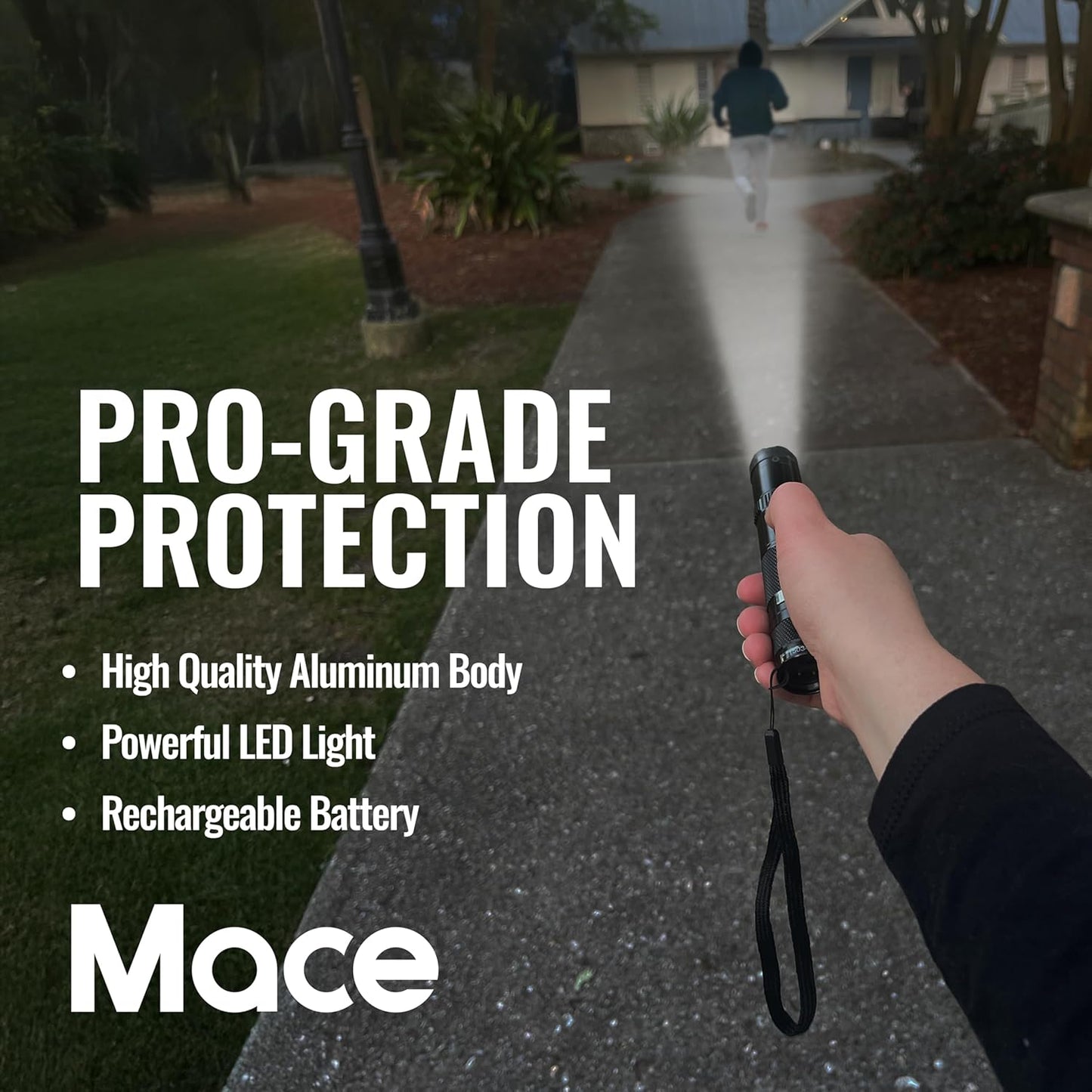 Rechargeable Mace Stun Gun for Self Defense - High Voltage with Bright LED Light