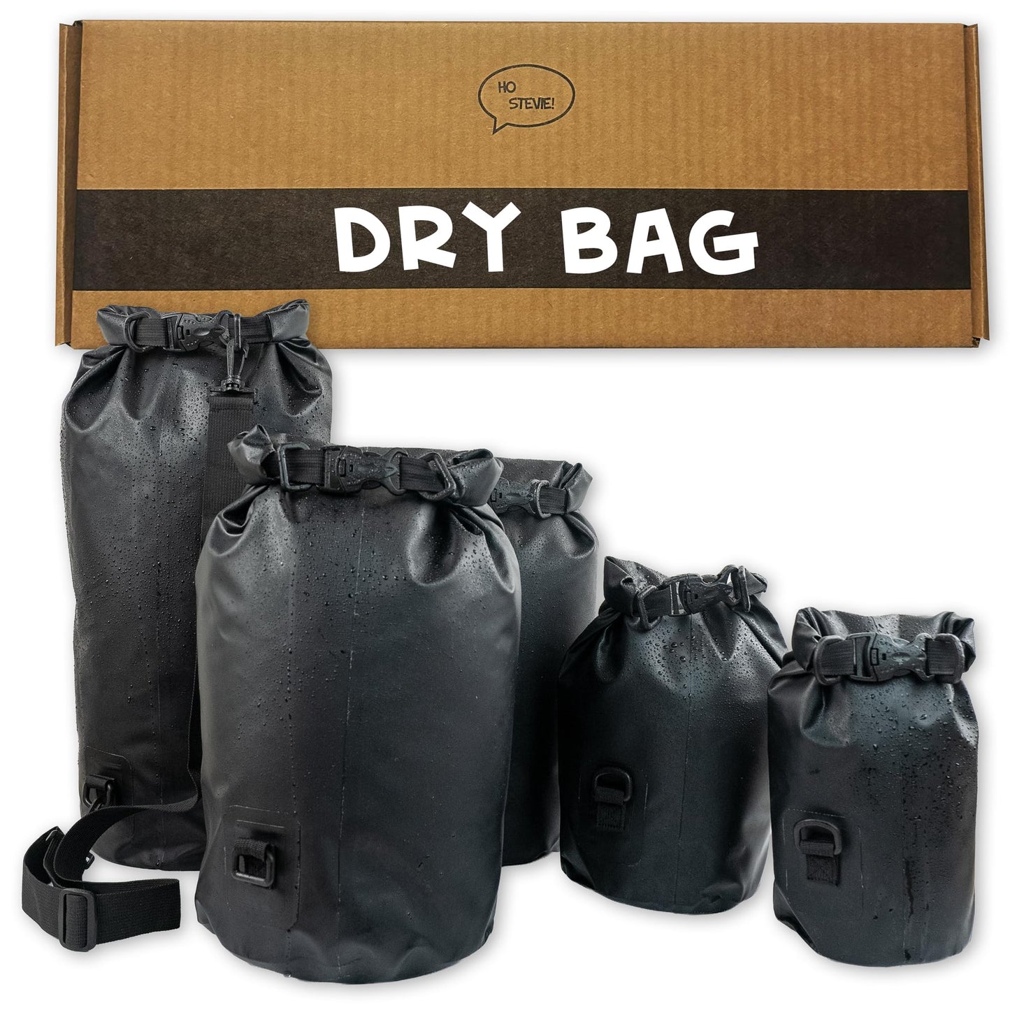 Ho Stevie! Heavy Duty Waterproof Dry Bag - Keeps Your Stuff Dry, on Surf Trips, Camping, or Any Adventure (Black, 3L)