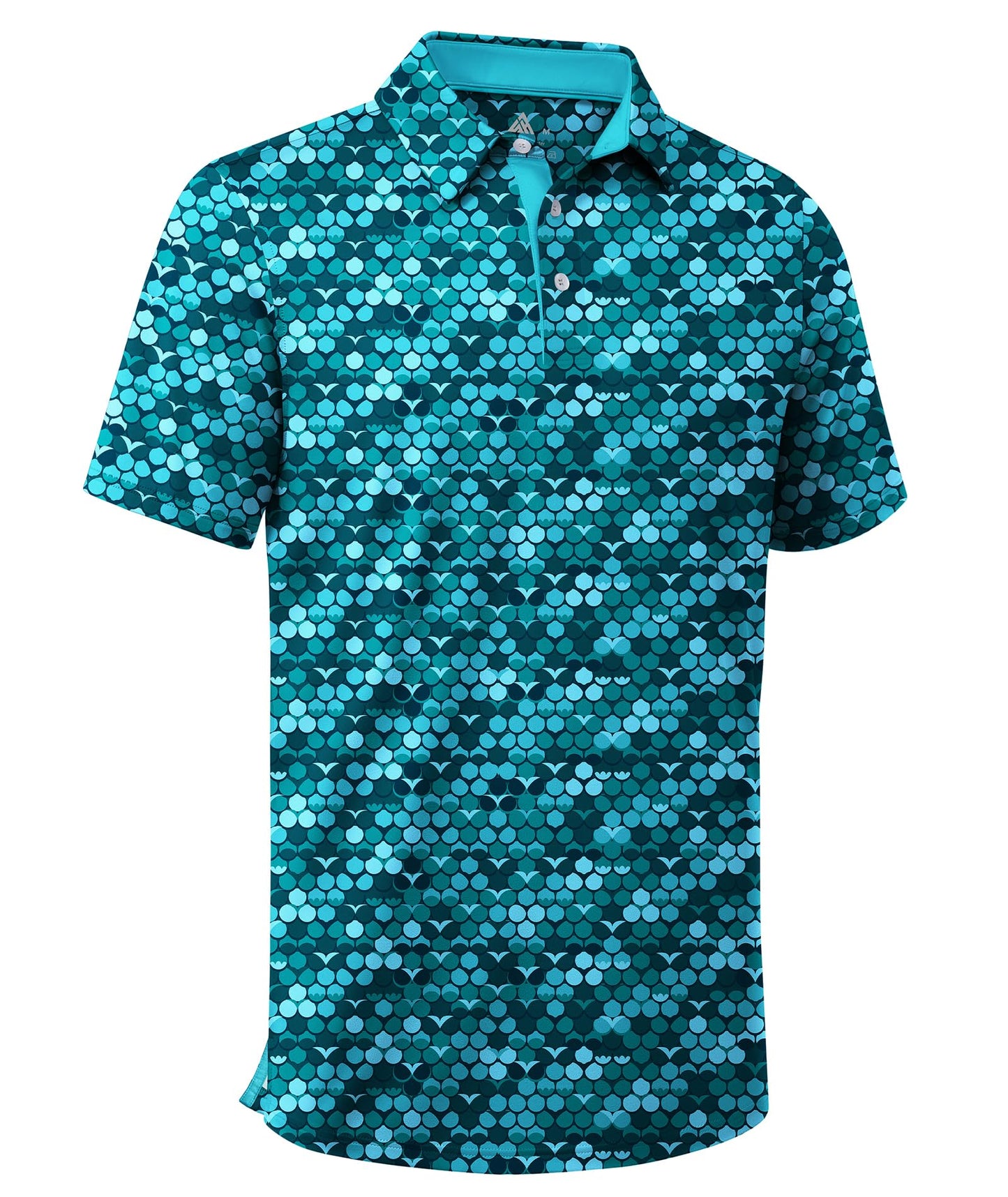ZITY Mens Golf Shirt Short Sleeve Moisture Wicking Performance Daily Casual Print Patterns Collared Golf Polo Shirts for Men Cyan Large