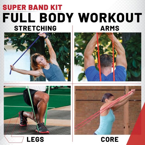 Lifeline Super Resistance Band Kit - Levels 1-4 - Adds Resistance to Exercise Movements