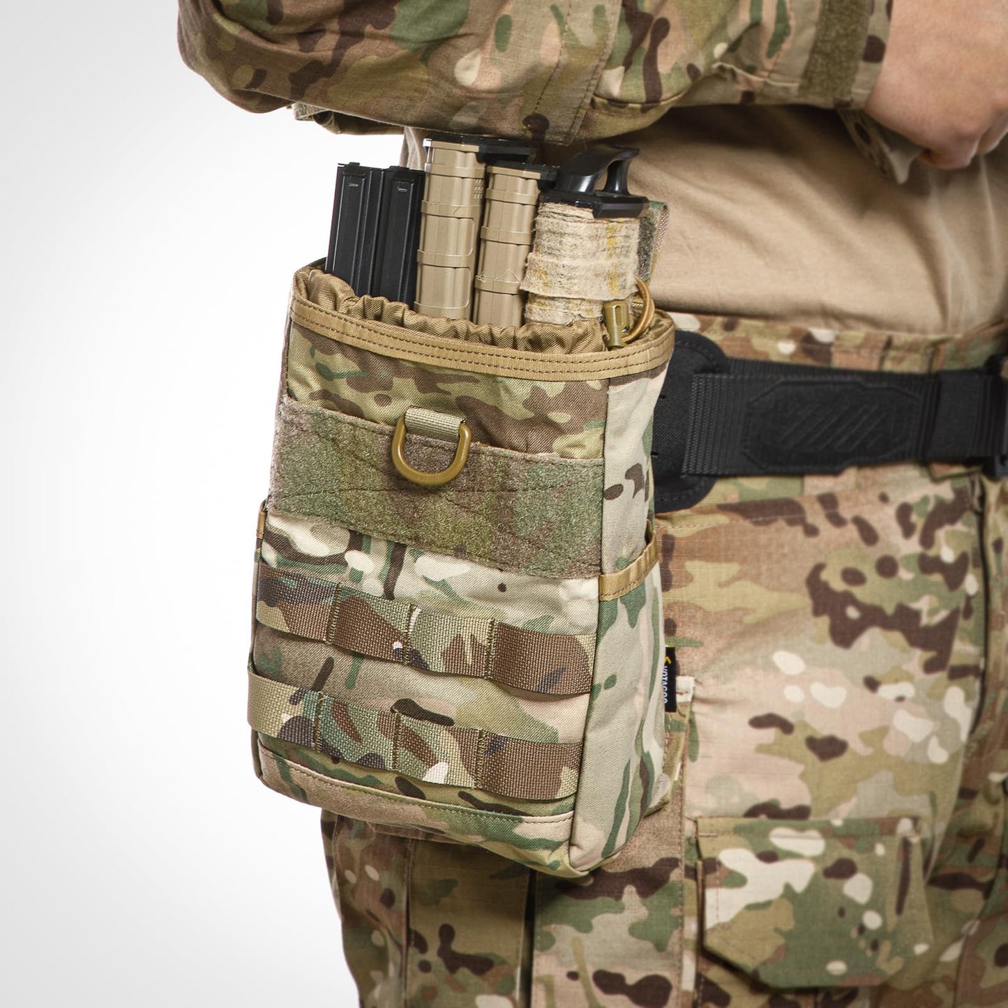 VOTAGOO GEAR Tactical Dump Pouch Molle Storage Bag Tactical Waist Bag, Drawstring Folding Magazine Dump Bag (CP)