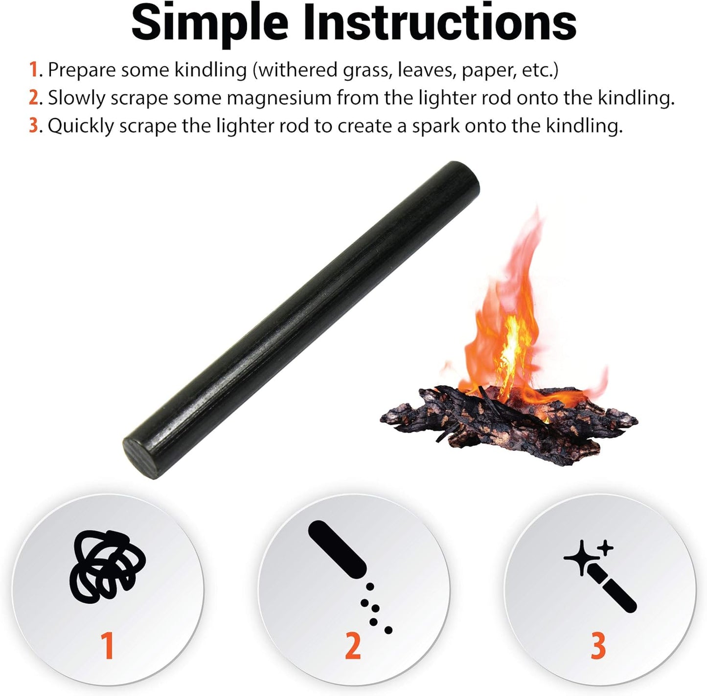 West Lake Tactical Set of Two 1/2" x 5" DIY Ferrocerium (Ferro) Rods Flint Fire Starter Magnesium Tool Kit AKA Firesteel
