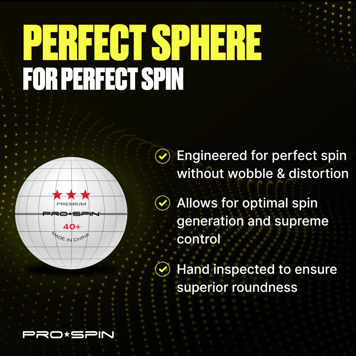 PRO-SPIN Ping Pong Balls - 3-Star Premium White Table Tennis Balls | High-Performance 40+ ABS Professional Quality for Indoor & Outdoor Games (Pack of 40)