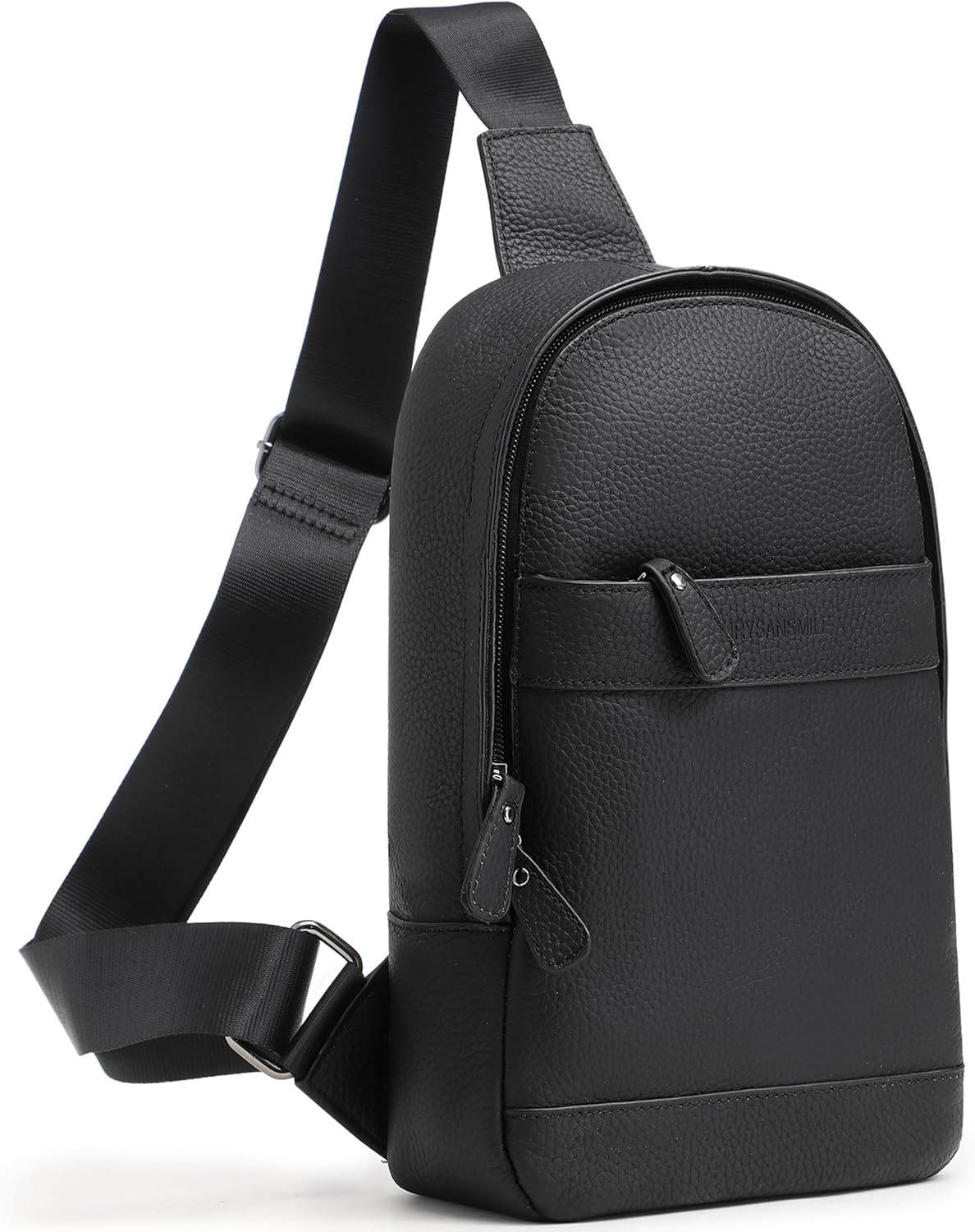 Chrysansmile Sling Bag for Men Genuine Leather Cross Body Bag Mens Crossbody Shoulder Backpack Black Fanny Packs for Travel