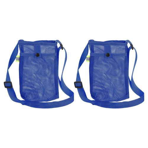 uxcell 2 Pcs Water Bottle Holder with Adjustable Shoulder Strap Water Bottle Carrier Bag Mesh Crossbody Water Bottle Carrier with Pocket for Sports Hiking Walking Travel, Blue