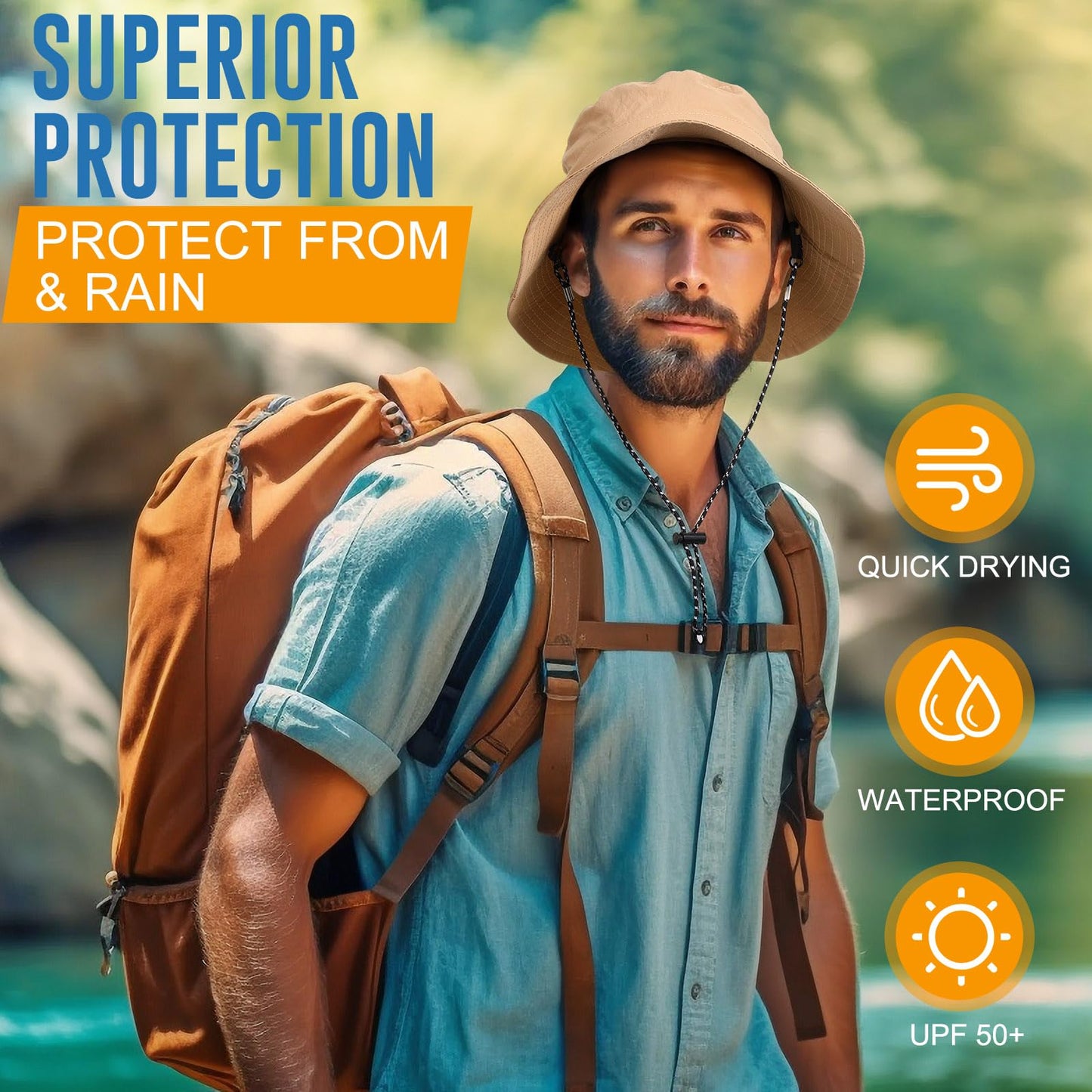 JaGely 6 Pcs Waterproof Bucket Hat Sun Fishing Hat for Women Men Packable UV Protection Adjustable Beach Foldable Hiking Safari Caps