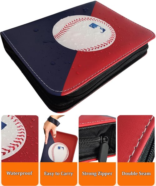 Baseball Card Binder 900 Pockets, 50 Sleeves Large Baseball Binder 3 Ring Zipper Trading Cards Holder 9 Pocket, Sport Card Collection Folder Book Storage Organizer, Album Case Protector Collector Gift