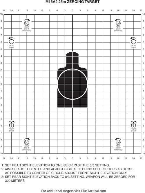M16A2 25 Meter Zeroing Target On EZ Peel Notepad