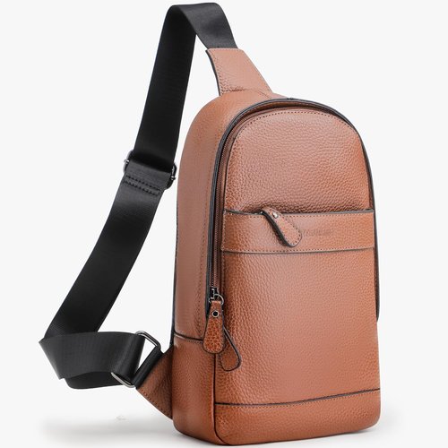 Men's Genuine Leather Sling Bag - Stylish Crossbody Backpack for Travel