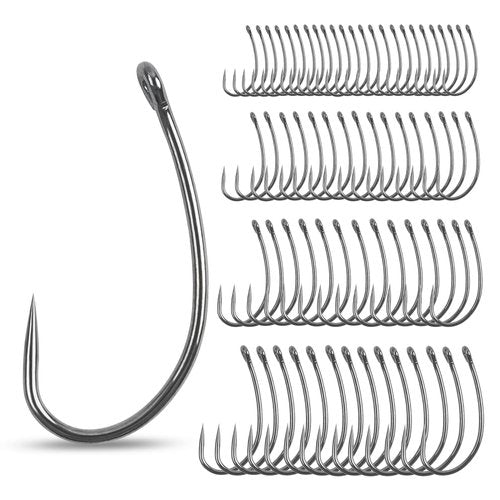 Barbless Fishing Hooks Curve Shank Barbless Carp Fishing Hooks Carp Leader Rigs Crank Circle Hooks Fly Tying Hooks Carp Hair Bait Rigs Fishing Accessoires for Freshwater Saltwater (6#_80pcs)