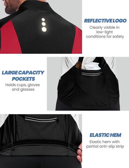 Little Donkey Andy Men's Half Zip Breathable Cycling Vests Reflective Sleeveless Jerseys Lightweight Bicycle Running Black 2XL