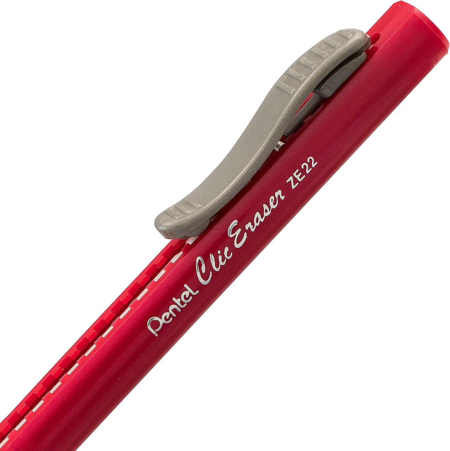 Pentel Clic Eraser Grip Retractable Eraser with Grip Office Barrel Colors (Black, Red, Blue) 7 Pack