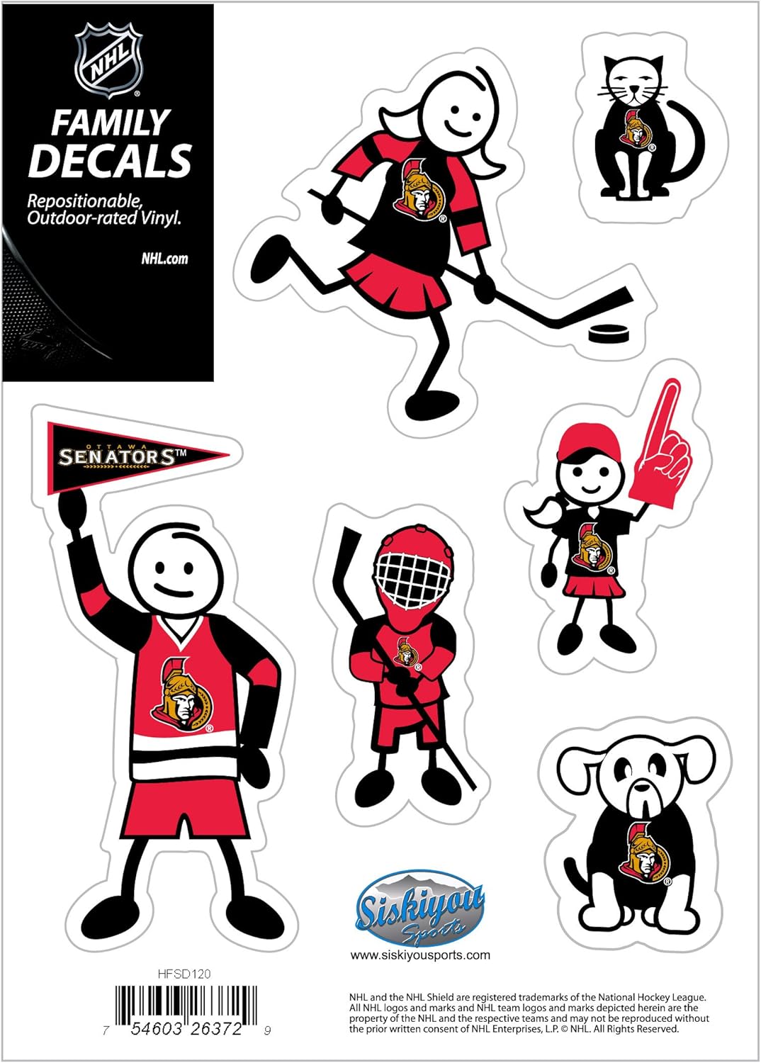 NHL Small Family Decal Set - Siskiyou Sports Team Stickers for Fans