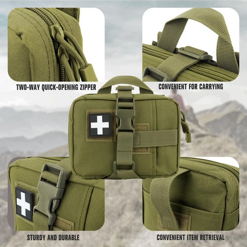 ZZY Tactical EMT Pouch, Upgrade IFAK Tear-Away First Aid Kit Tactical Small Belt First Aid Pouch Molle Medical Pouches for Travel, Outdoor Hiking, Hunting